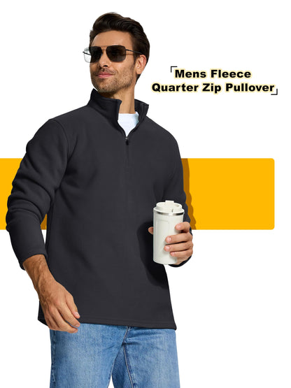 KEFITEVD Men's Quarter Zip Sweatshirt Thermal Fleece Pullover Black Size M