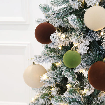 Senjie 30pcs Velvet Christmas Balls Ornaments 2.36in Brown Green Khaki