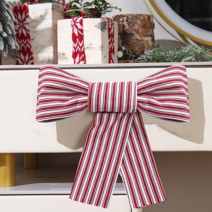 Hungdao Christmas Kitchen Towels 2 Pc Red White Stripes Decorative Bows