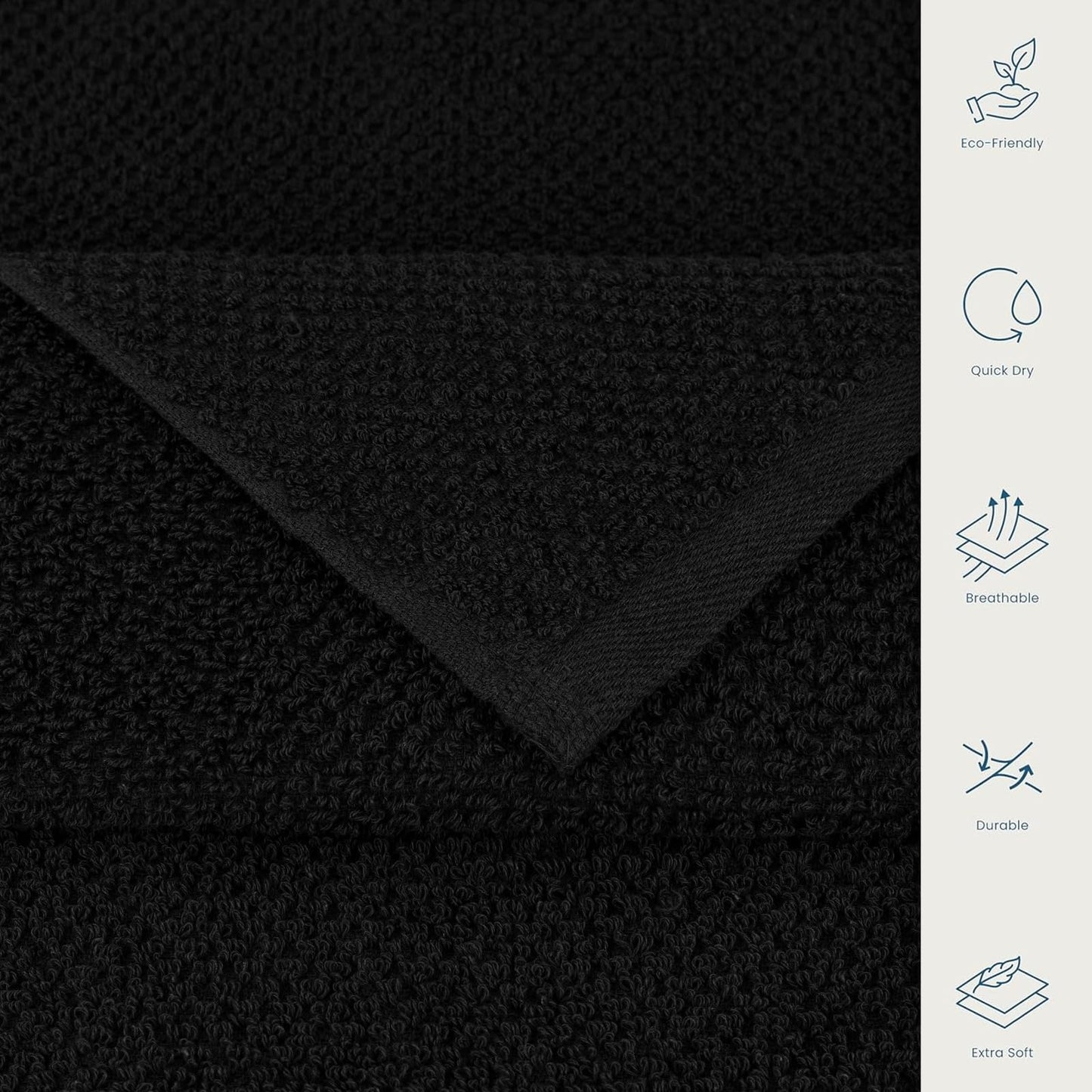 CASA COPENHAGEN Popcorn Textured Cotton Bath Towel Set Black 24x48 6pc