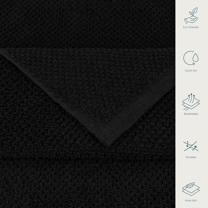 CASA COPENHAGEN Popcorn Textured Cotton Bath Towel Set Black 24x48 6pc
