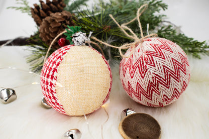 Juncox 12 Pcs Burlap Christmas Ball Ornaments 3.15in Rustic Natural Jute