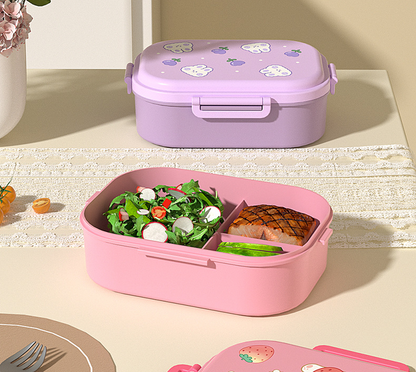 Cartoon cute small fresh microwaveable compartment insulation lunch box fresh-keeping box