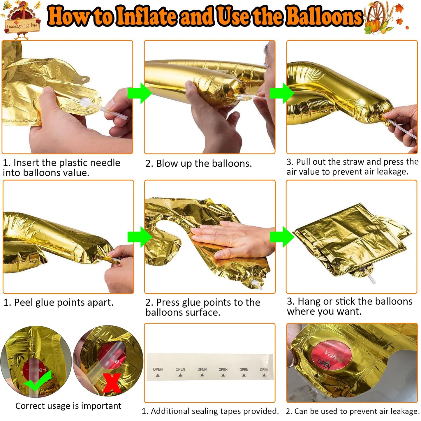 Pardi Give Thanks Banner Balloons 16in Gold Thanksgiving Party Decor Maple Leaf
