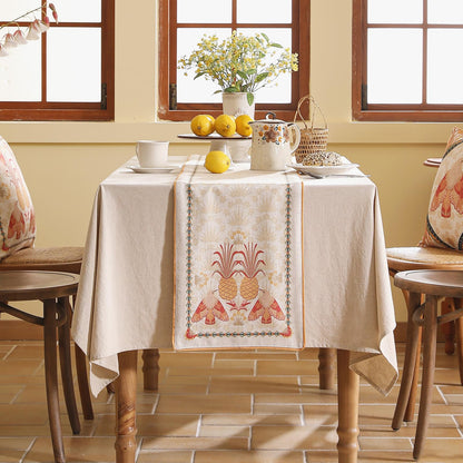 patdrea Tropical Linen Table Runner 12x102in Yellow Pineapple Floral Modern