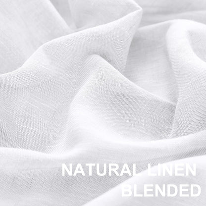 Turquoize Linen Sheer Rod Pocket Curtains 52x63in Set of 2 Pure White