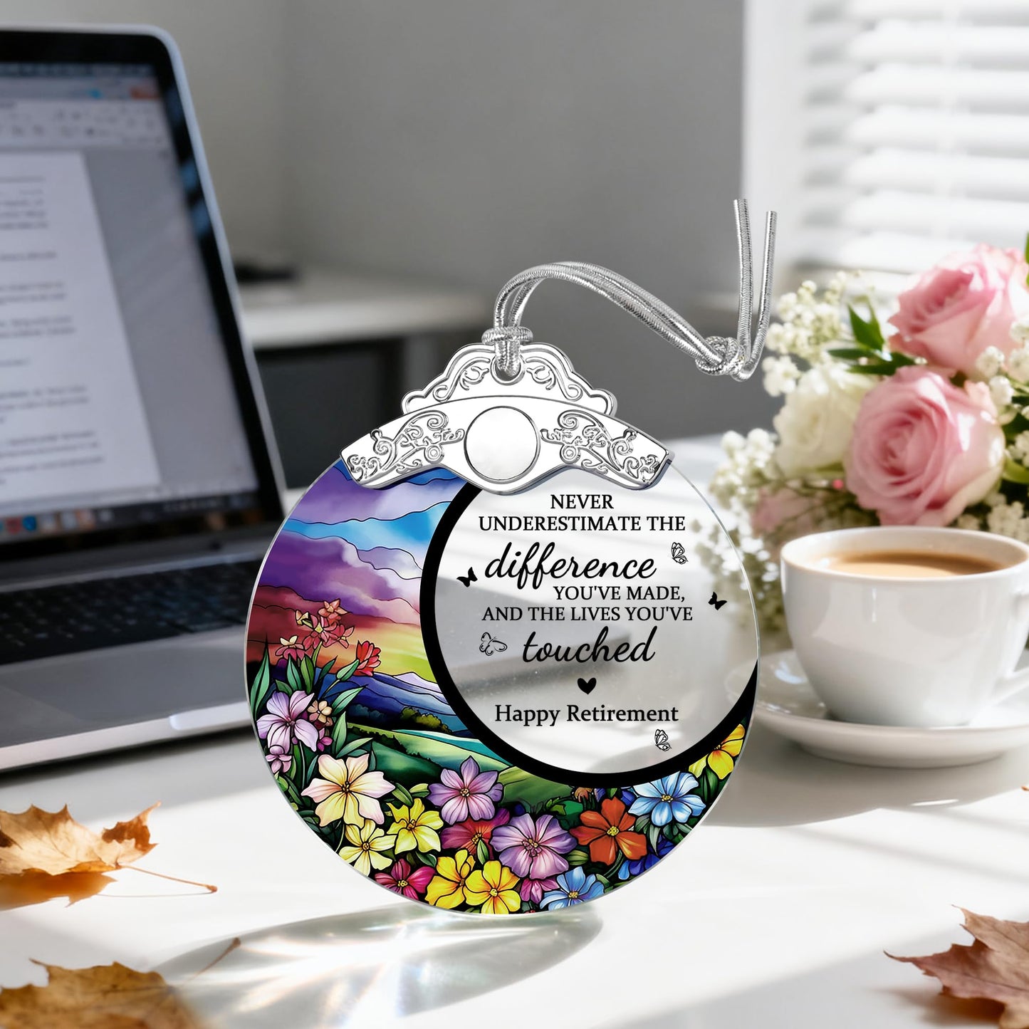 Jocidea Retirement Gifts Stained Glass Christmas Ornament Design A