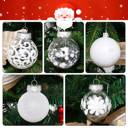 SUPREME XMAS Clear Christmas Ornaments 60mm 30ct Shatterproof White