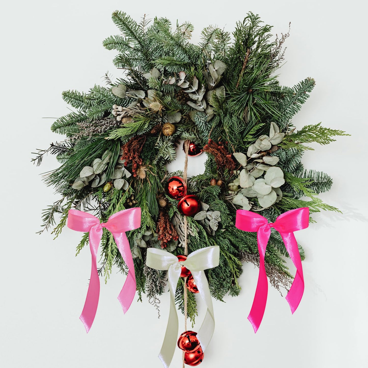 WISEgham Satin Ribbon Bows Christmas Tree Wreath Decor Pink Beige 24 Pc 8.1x9in