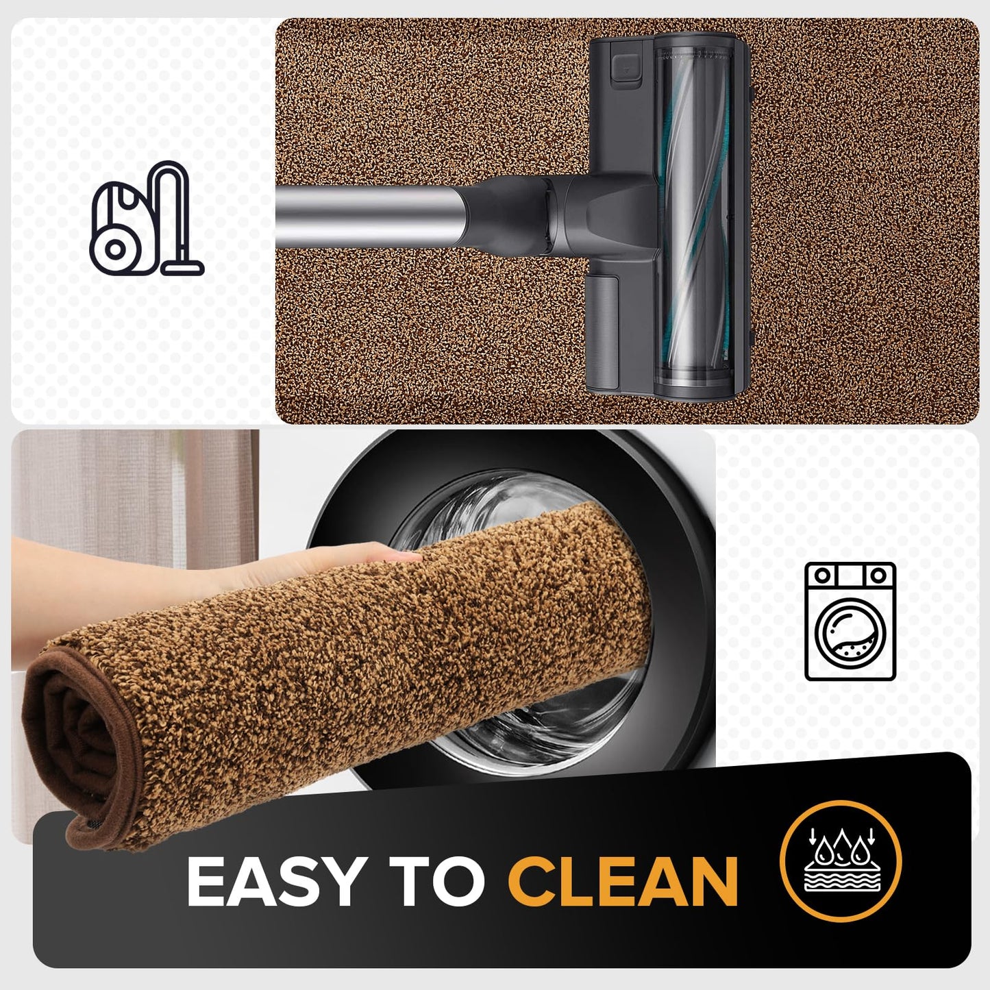 Mibao Front Door Mat Non-Slip Waterproof TPR Backing 31.5x47 Dark Brown