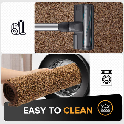 Mibao Front Door Mat Non-Slip Waterproof TPR Backing 31.5x47 Dark Brown