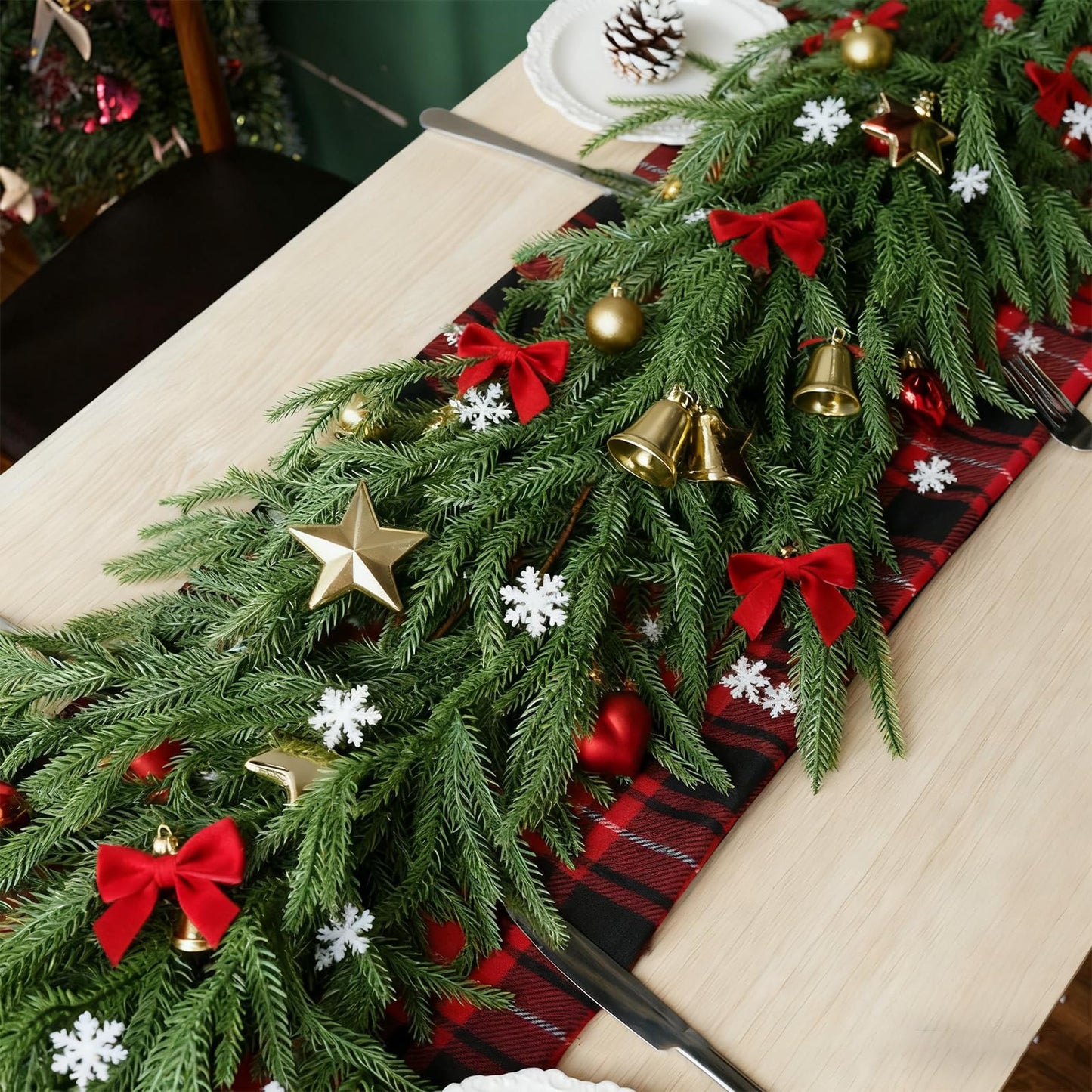 Gixie Home Artificial Norfolk Pine Garland 5Ft Green 2Pcs