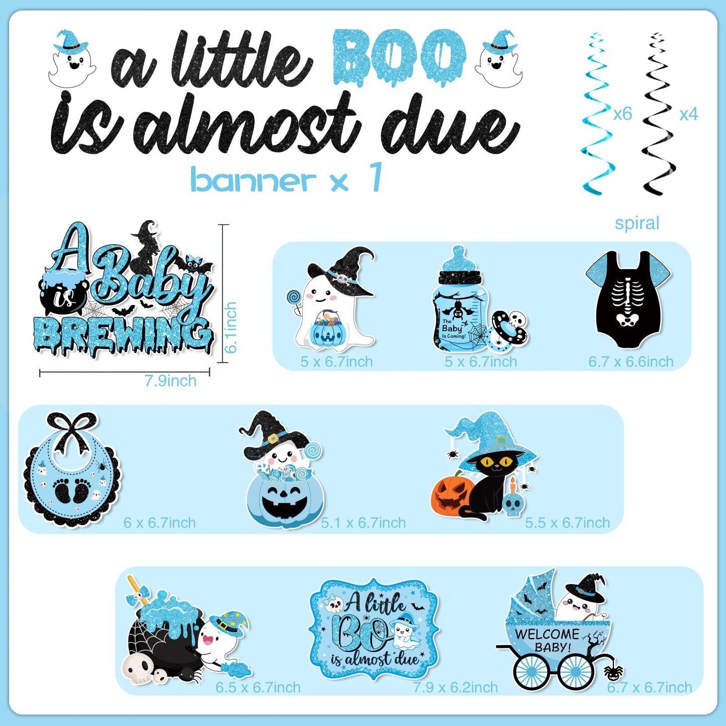 OGMOGKW Halloween Baby Shower Banner Blue A Little Boo Is Almost Due