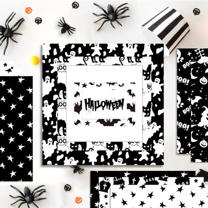 Halloween Scrapbook Paper 24 Sheets 11.8x11.8 Black & White Double-Sided