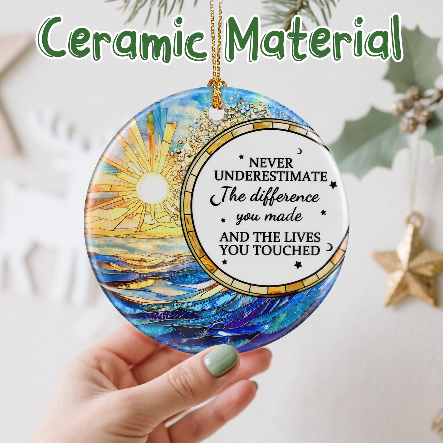 VIAKDEM Christmas Ornaments Going Away Farewell Gifts Ceramic Design A