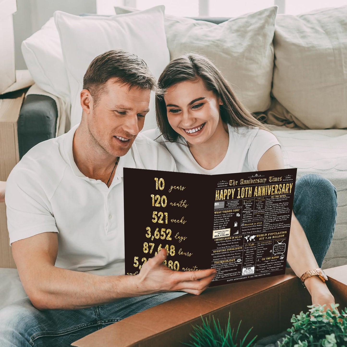 Londue 10 Year Anniversary Card for Him Her Romantic Tin Gift Couple