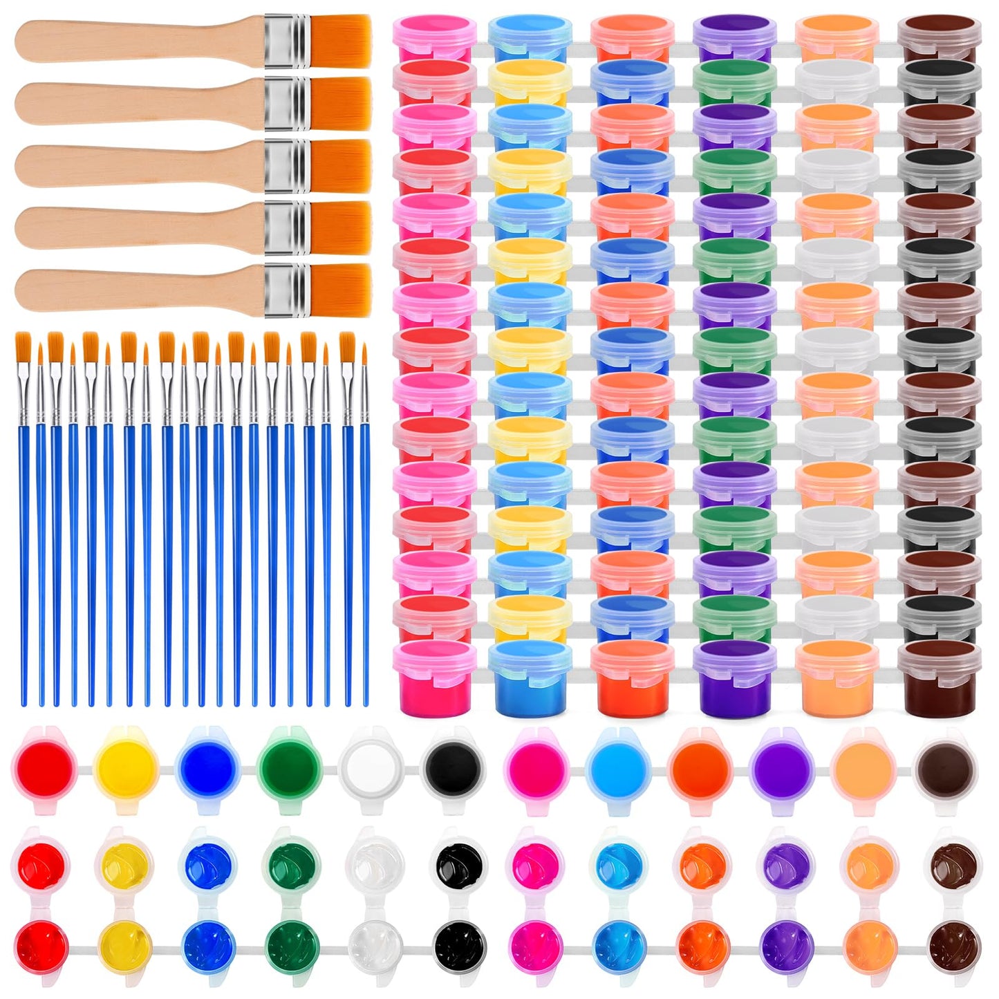 Dyrfolm 145 Pcs Mini Acrylic Paint Set 12 Colors Washable Bulk Pack