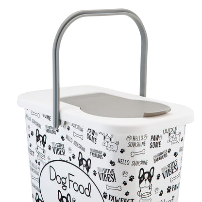 Pounce + Fetch 3 Gallon Pet Dry Food Container with Scooper White