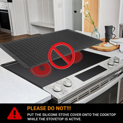 TWIZIUAO Electric Stove Cover Mat Heat Resistant Silicone Black 36x21