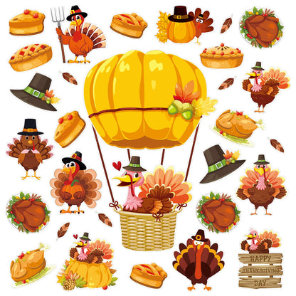 Whaline 45Pc Thanksgiving Turkey Hot Air Balloon Paper Cutouts Autumn Decor