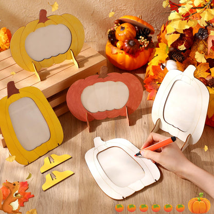 Geelin 24 Pack Wooden Pumpkin Picture Frame DIY Crafts 5.5x7.48 inches