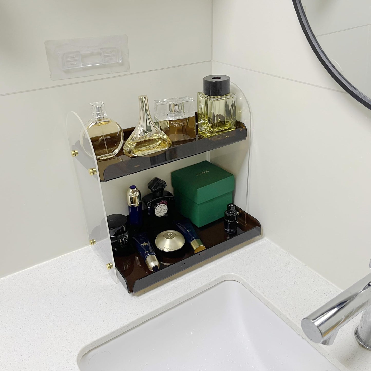 Maramugic 2 Tier Acrylic Bathroom Counter Organizer Amber Small