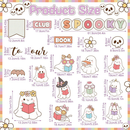 Pasimy Halloween Bulletin Board Set Ghost Paper Cutouts Pastel Boho 70 Pcs