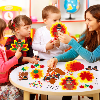 Huyamap Thanksgiving Turkey Necklace Craft Kits 24 Pack Colorful Style 1
