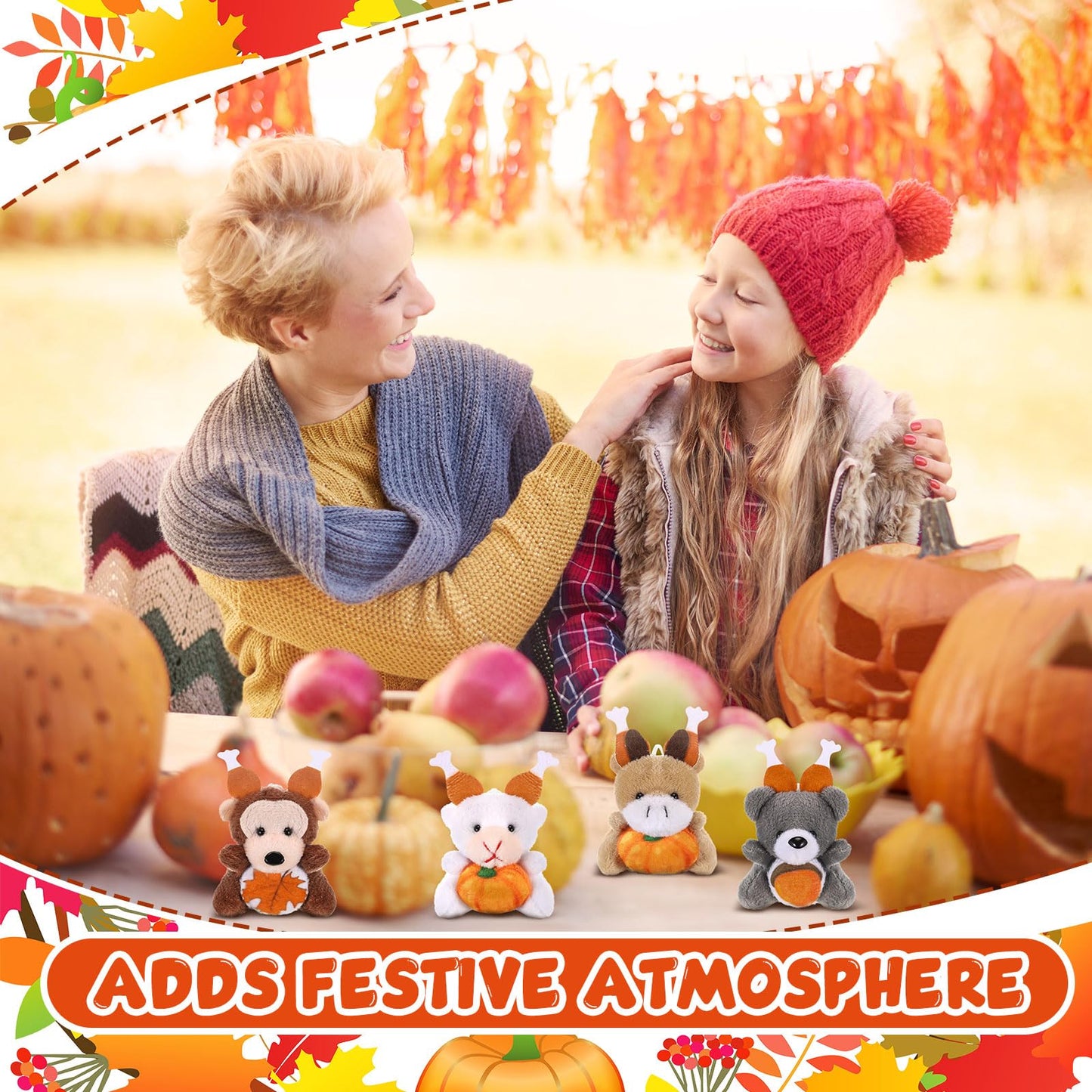 Blueweenly Thanksgiving Mini Plush Toys Pumpkin Maple 12 Pcs 2.76-3.15in