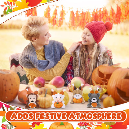 Blueweenly Thanksgiving Mini Plush Toys Pumpkin Maple 12 Pcs 2.76-3.15in