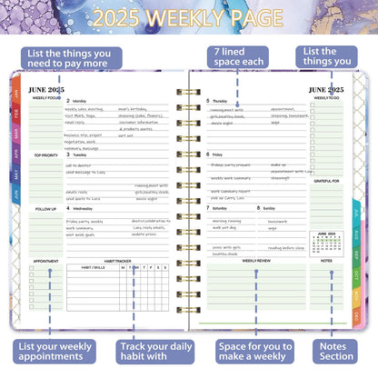 Makapoo 2025 Planner Weekly & Monthly 6.3x8.4 Green Ink Sturdy Cover