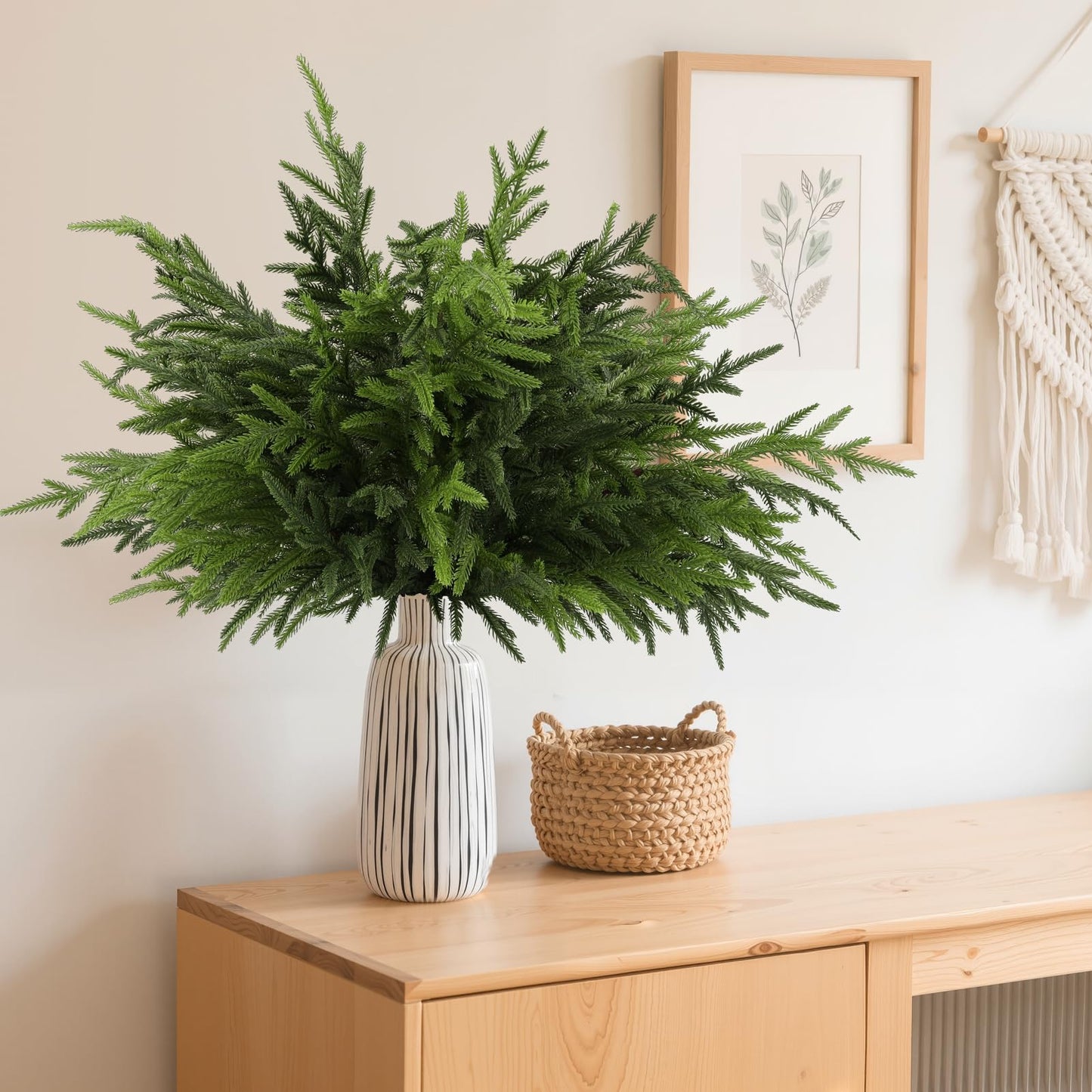 Wsorik 12Pcs 24 Inch Norfolk Pine Stems Artificial Greenery Branches
