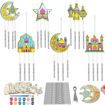 Silipull Thanksgiving Wooden Wind Chimes DIY Craft Set 39 Inch Colorful