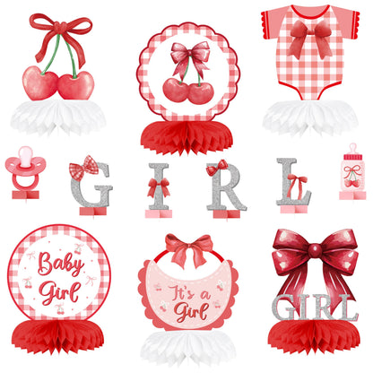 ArowlWesh Red Bow Baby Shower Honeycomb Centerpiece Table Decoration