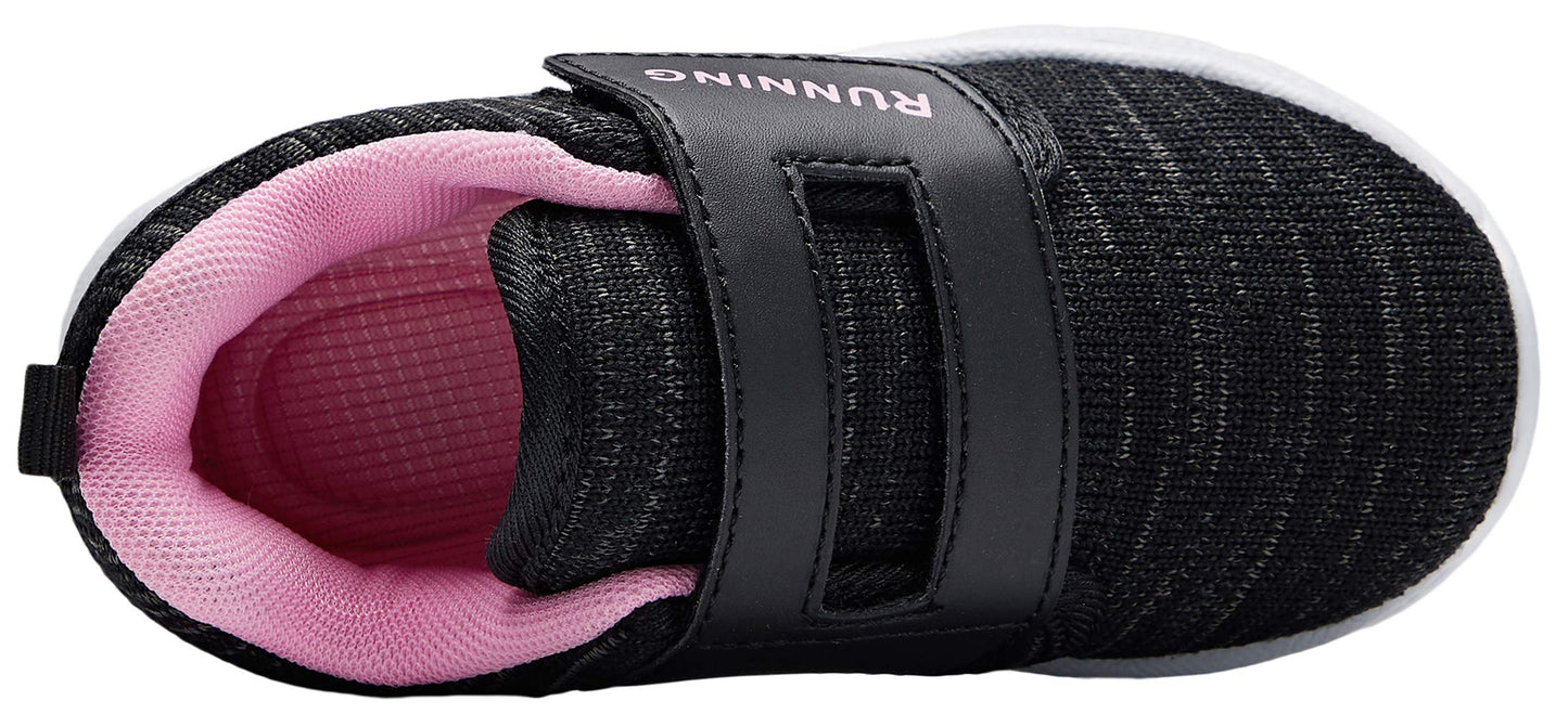 adituo Toddler Boys Girls Lightweight Athletic Sneakers Strap Black Pink Size 11