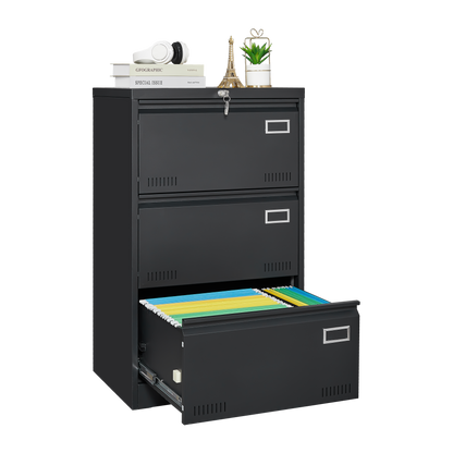 Filing Cabinet Lateral File Cabinet 3 Drawer Blcak Locking Metal File Cabinets Three Drawer
