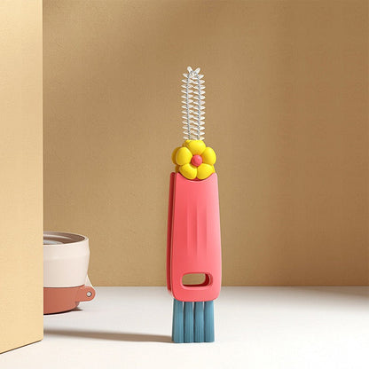Petal three in one cup lid brush multifunctional gap cleaning brush milk bottle mouth groove cup brush