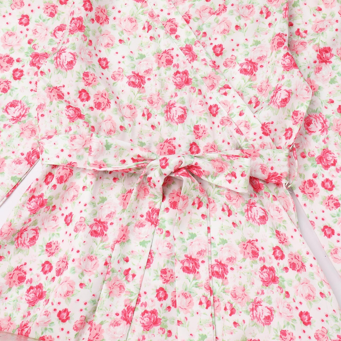 AWIBMK Mommy and Me Floral Boho A-Line V Neck Long Sleeve Dress Blue Pink Size L