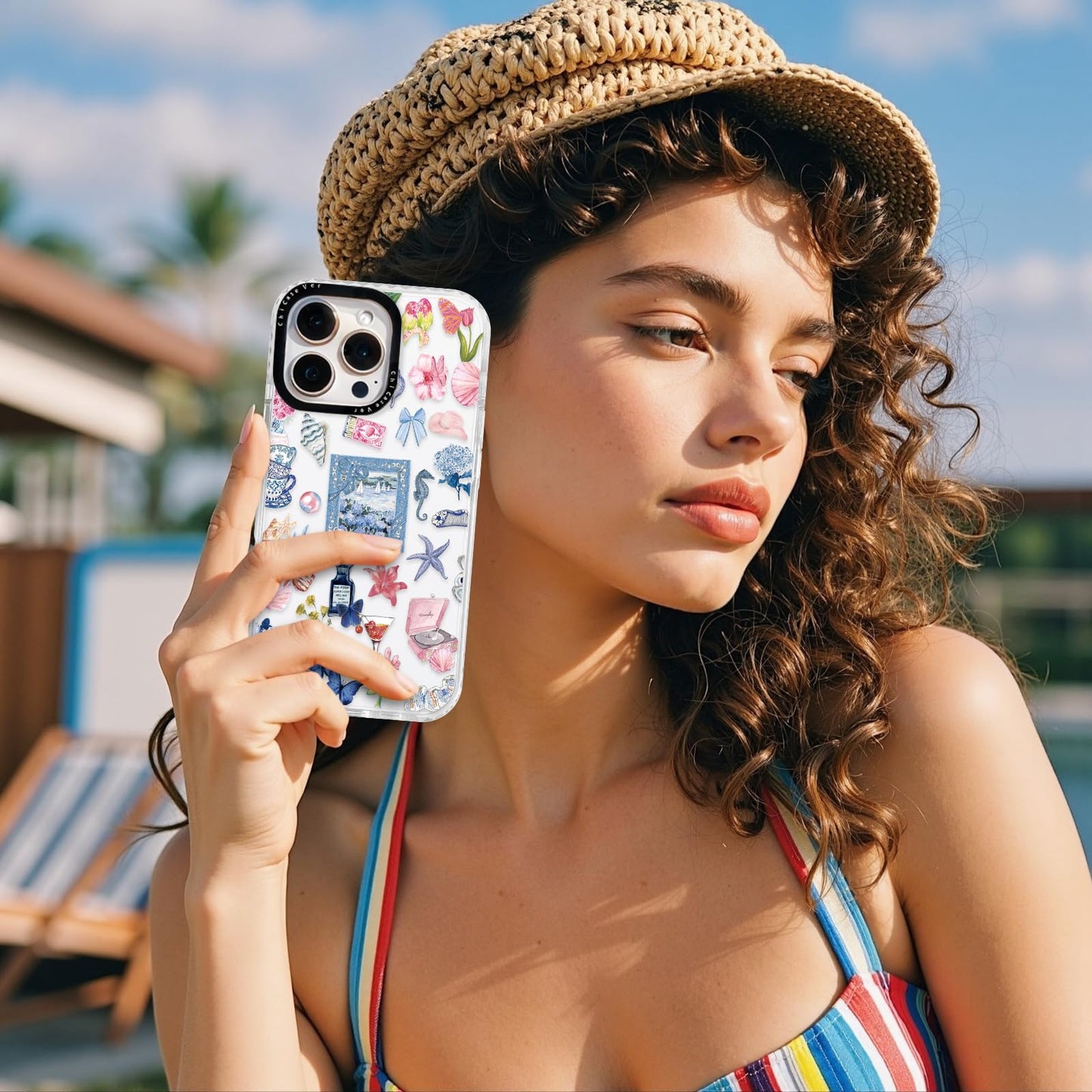 ChiCaseVer iPhone 14 Case Vintage Coastal Collage Glossy Soft TPU SunflowerCut