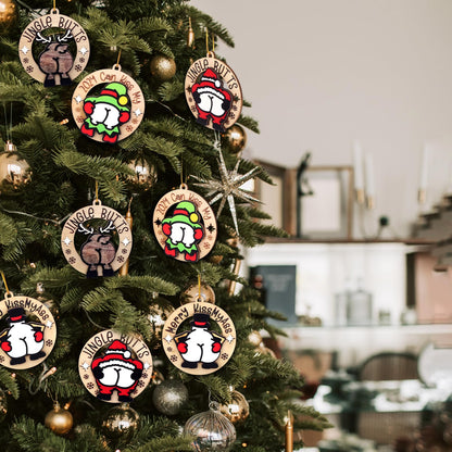 jjBOOM KissMyAss Funny Christmas Wooden Ornaments 2024 Xmas Tree Decor