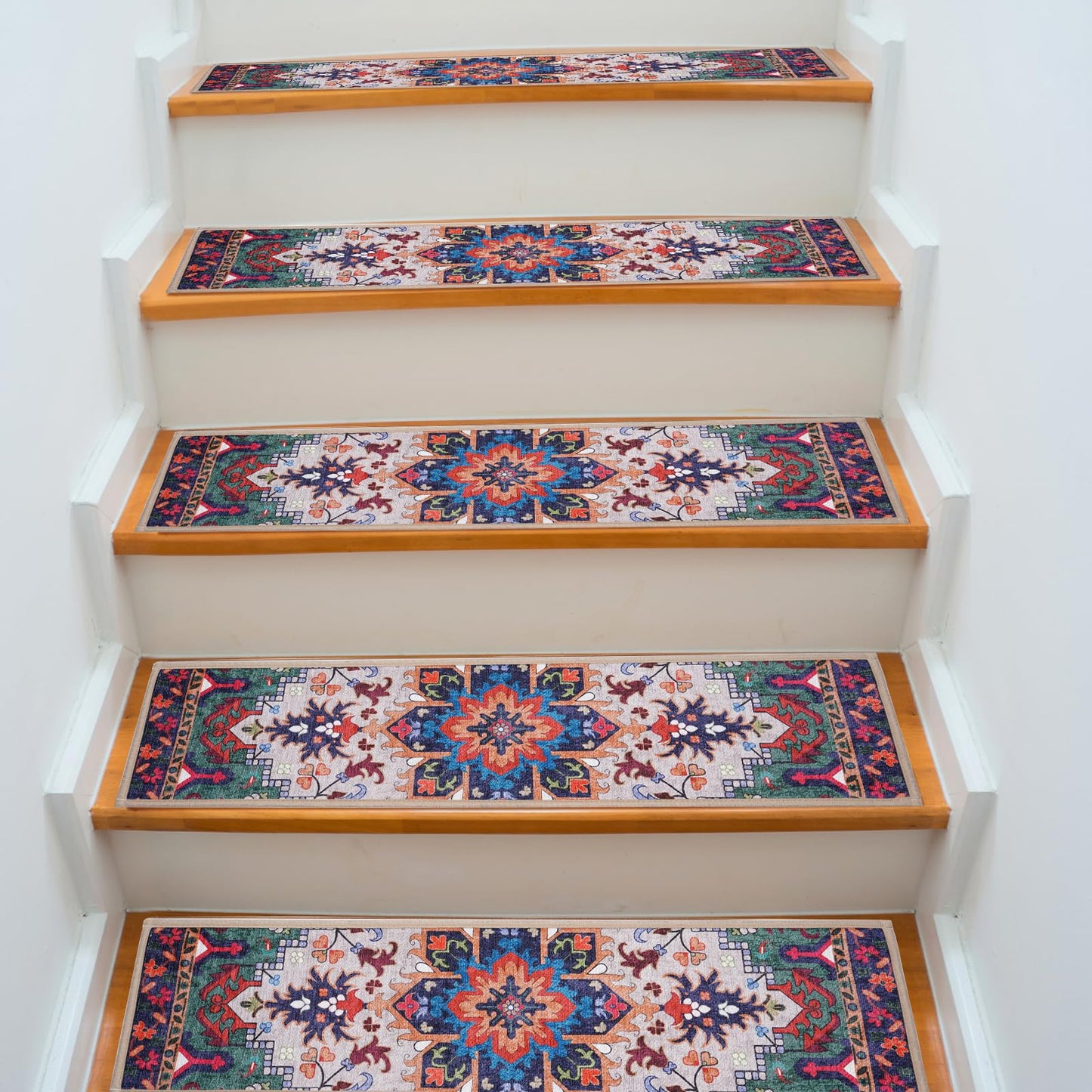 BAOLIVE Stair Treads Carpet 30x8 Orange 4pc Indoor Rubber Backing Boho