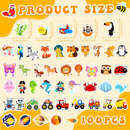Bolcguri Cartoon Water Bottle Stickers 100 pcs Waterproof Vinyl Decals Colorful