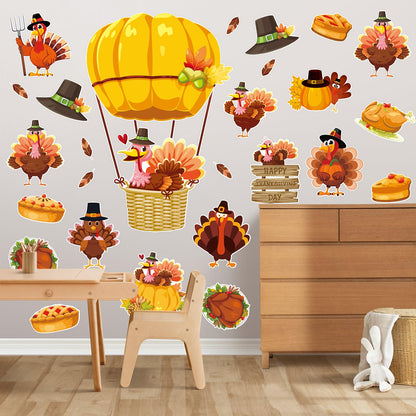 Whaline 45Pc Thanksgiving Turkey Hot Air Balloon Paper Cutouts Autumn Decor