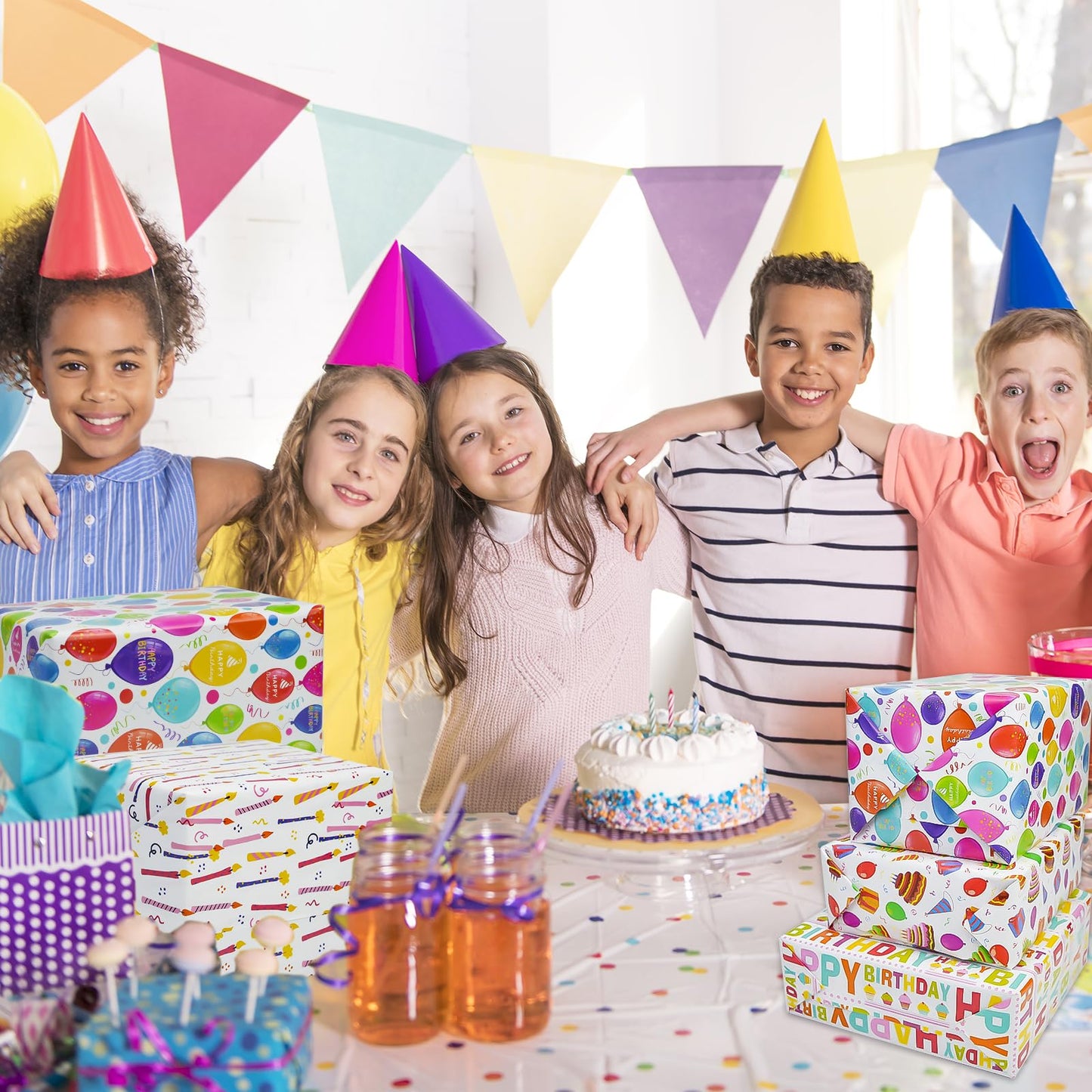 LCY WEDSHI Birthday Wrapping Paper 12pcs 20x29in Multicolor Birthday Theme