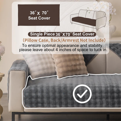 Aucrovee Plush Velvet Non Slip Sofa Cover 3 Cushion 36x70 Light Grey