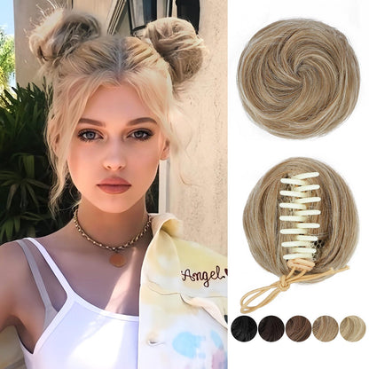 BOGSEA Space Buns Hair Pieces 2PCS Mini Claw Clip 27/613# Color