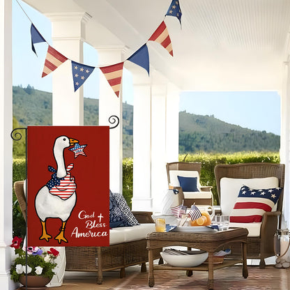 EKOREST Patriotic Garden Flag 12x18in Double Sided Funny Goose Red White Blue