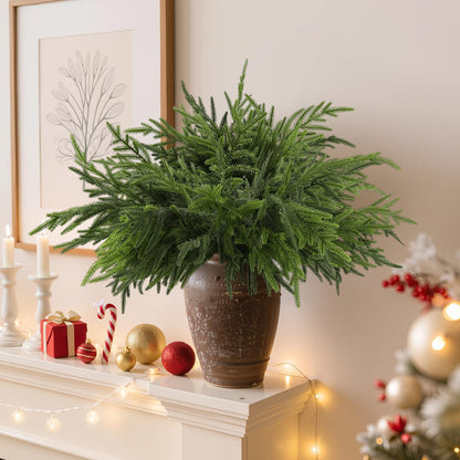 Wsorik 12Pcs 24 Inch Norfolk Pine Stems Artificial Greenery Branches