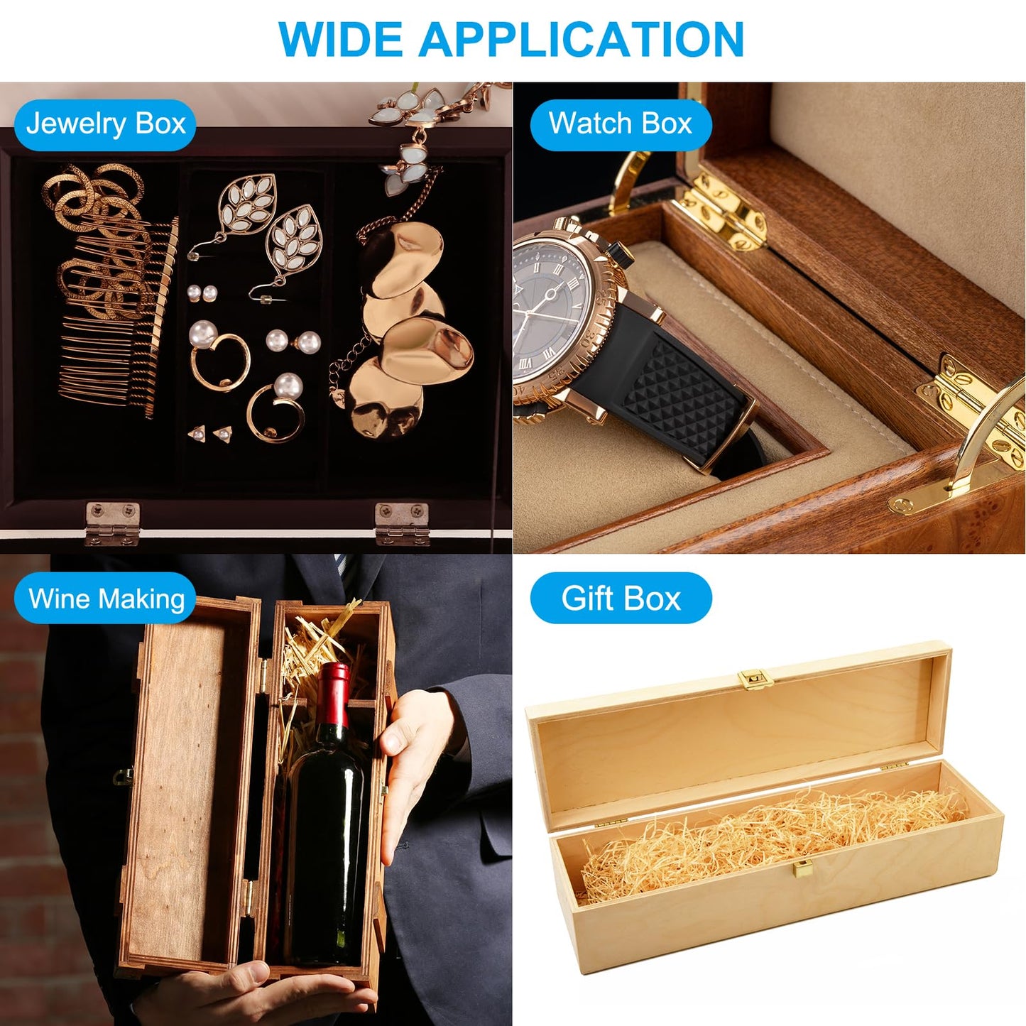 PATIKIL Jewelry Box Hinges 3/4 Inch 8 Pack Gold with Screws Butterfly