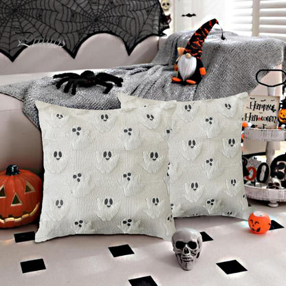 LUOLILI Halloween Pillow Covers 18x18 White Ghost Set of 2 Plush Polyester